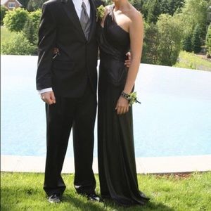 Black Leather Like Prom Dress/Evening Gown